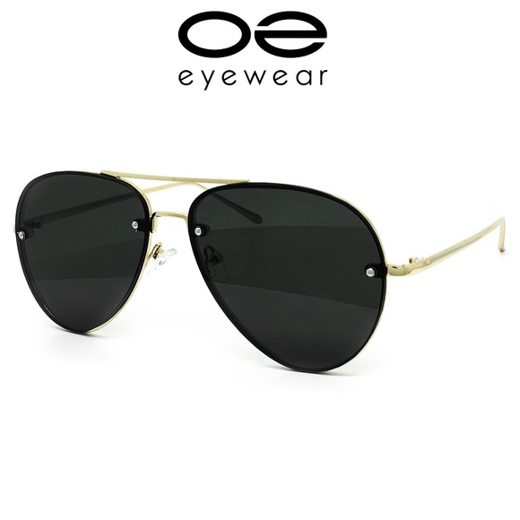O2 Eyewear Accessories - O2 Eyewear 7191 Rimless Aviator Sunglasses(BK)